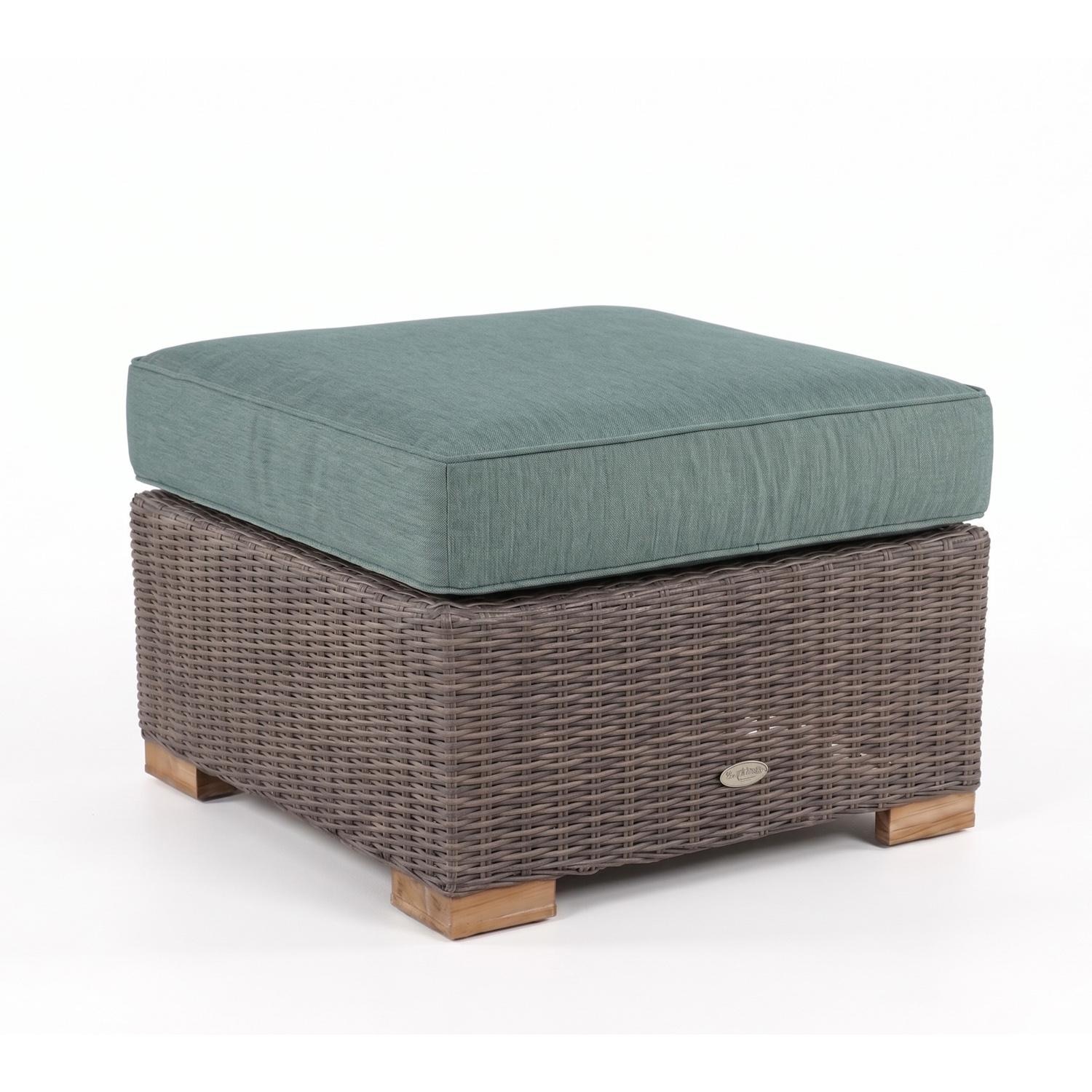 Sanibel Wicker Ottoman w/ Sunbrella Cushion in Canvas Spa by Royal Teak Collection