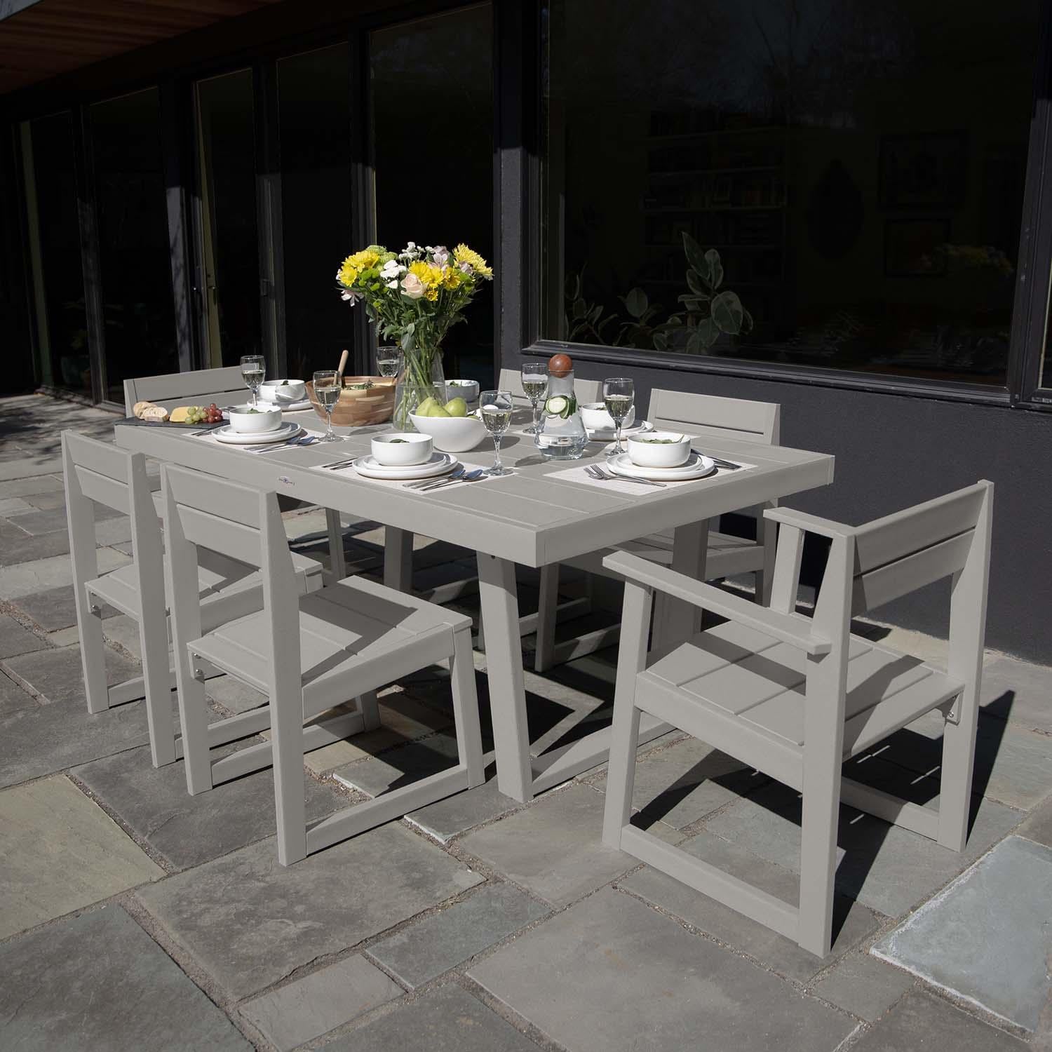 Lakeview Outdoor Designs Hazel Cove 7 Pc Recycled Plastic Dining Set in Cove Gray by - LV-BV-SET2223-CGR