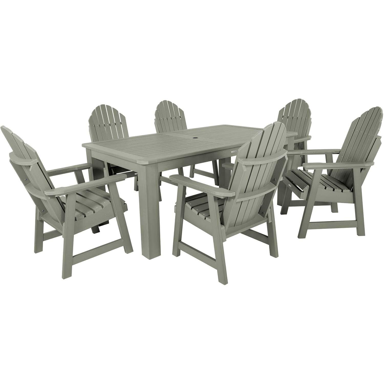 Dream Bay 7 Pc Rectangular Dining Set in Eucalyptus By Lakeview Outdoor Designs - White Background thumbnail