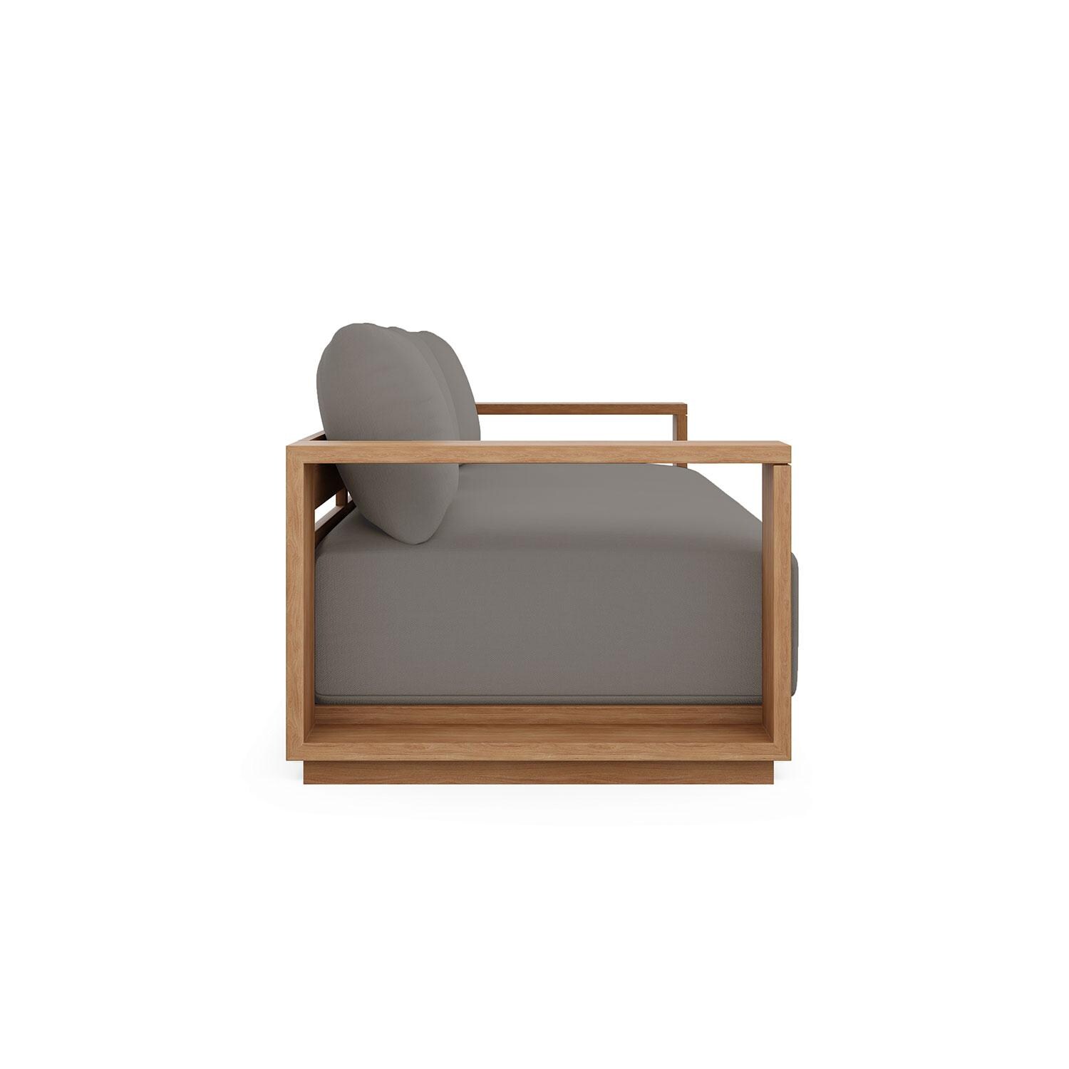 Bellawood 3 Person Teak Luxe Sofa in Charcoal by Lakeview Outdoor Designs - Side View - White Background thumbnail