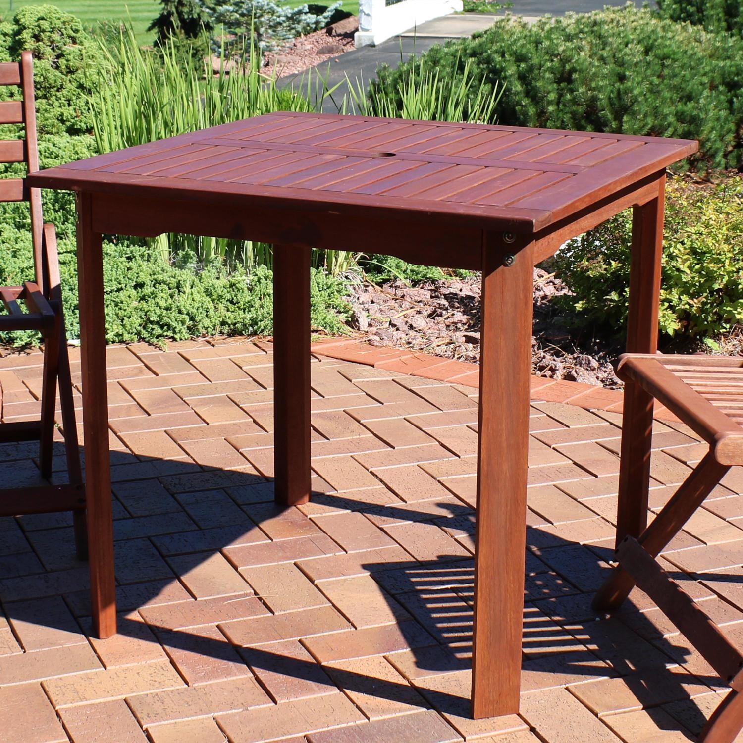 Ultimate Patio 31 1/2-Inch Meranti Wood Square Table W/ Teak Oil Finish thumbnail