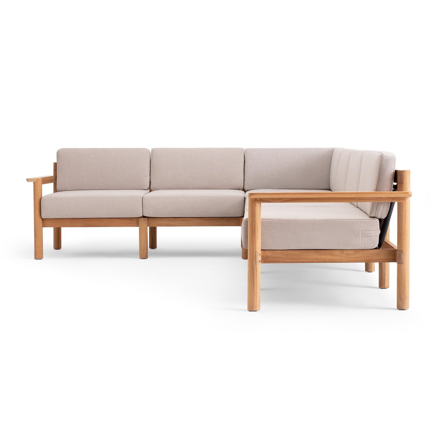 Neighbor HVN-SECT6-AS-2 6 Piece Sectional W/ Teak Arms - Long Side View thumbnail