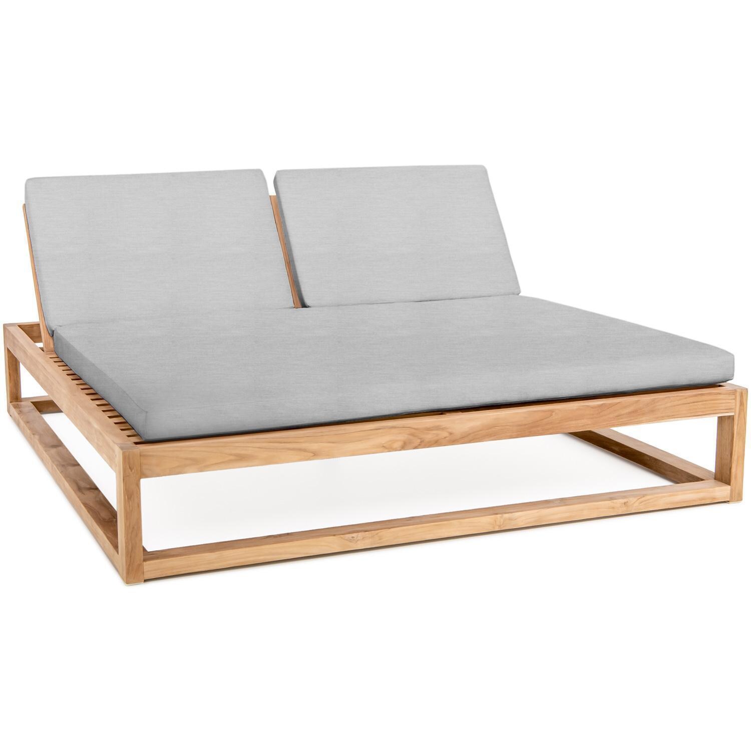 Atlantic Teak Patio Double Chaise Lounge in Granite By Teak + Table