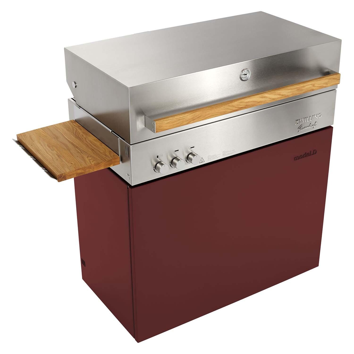 Flammkraft 1029627 Side Shelf for Model D Freestanding Grill - Shown W/Ruby Grill - White Background thumbnail