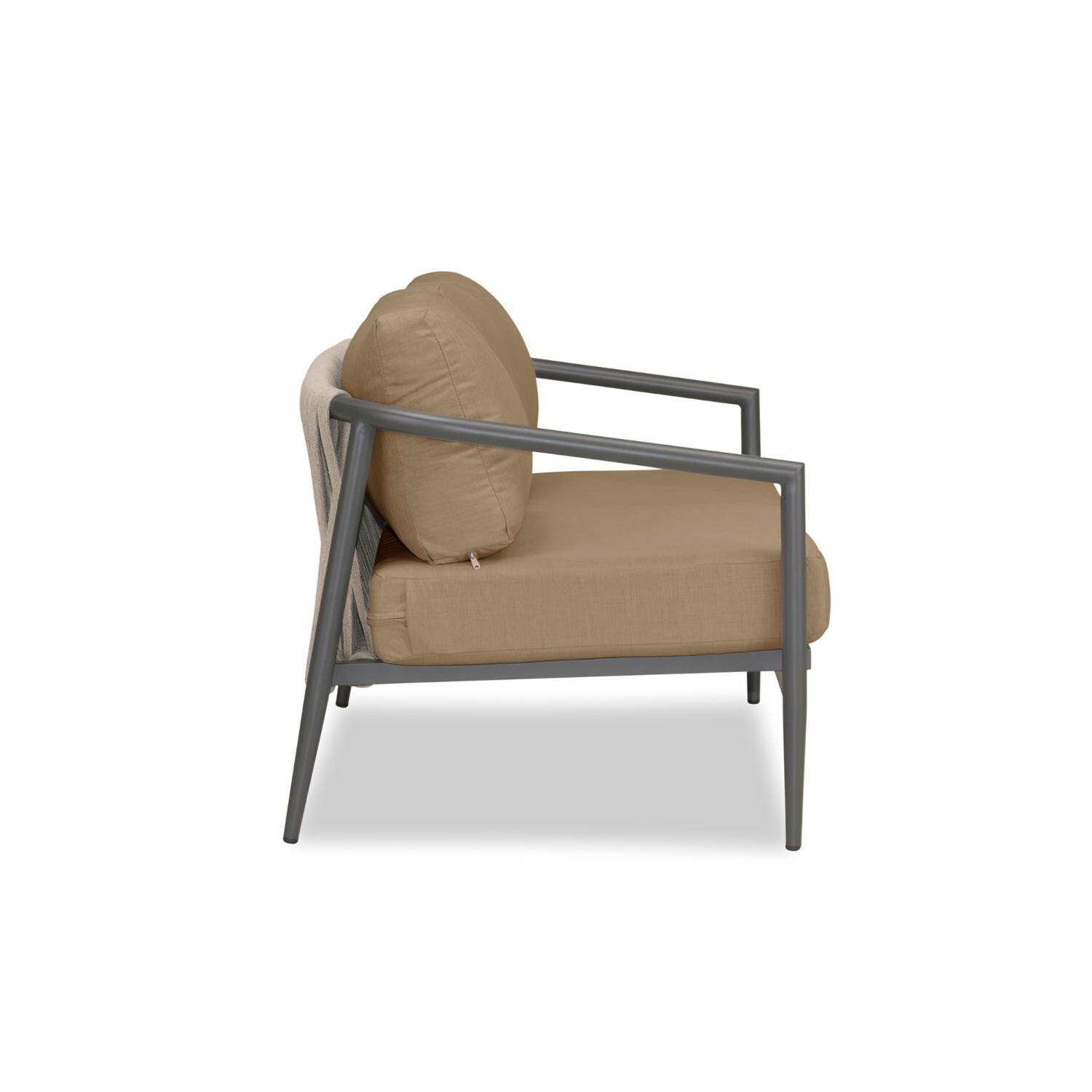 Lakeview Midnight Cove 2 Person Aluminum Loveseat in Slate/Pebble Gray/Heather Beige - Side - White Background thumbnail