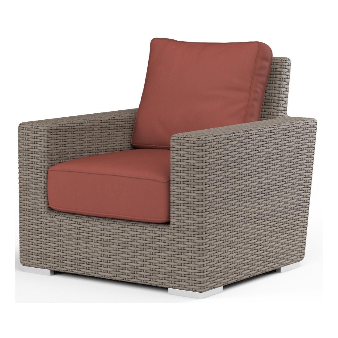 Coronado Wicker Club Chair in Driftwood/Canvas Henna by Sunset West - White Background thumbnail