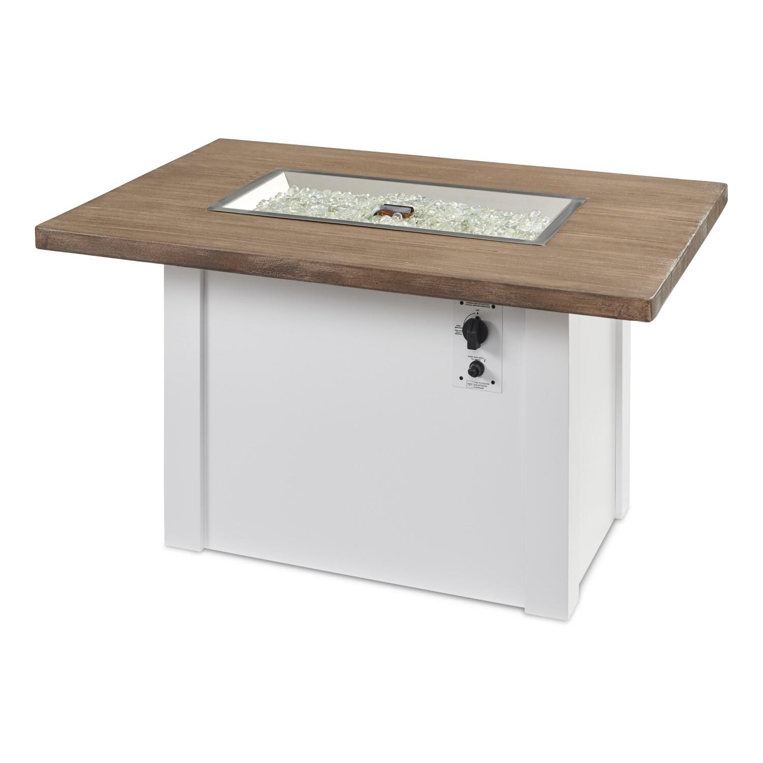 Havenwood 44 Inch Fire Pit Table W/ Driftwood Top & White Base - White Background thumbnail