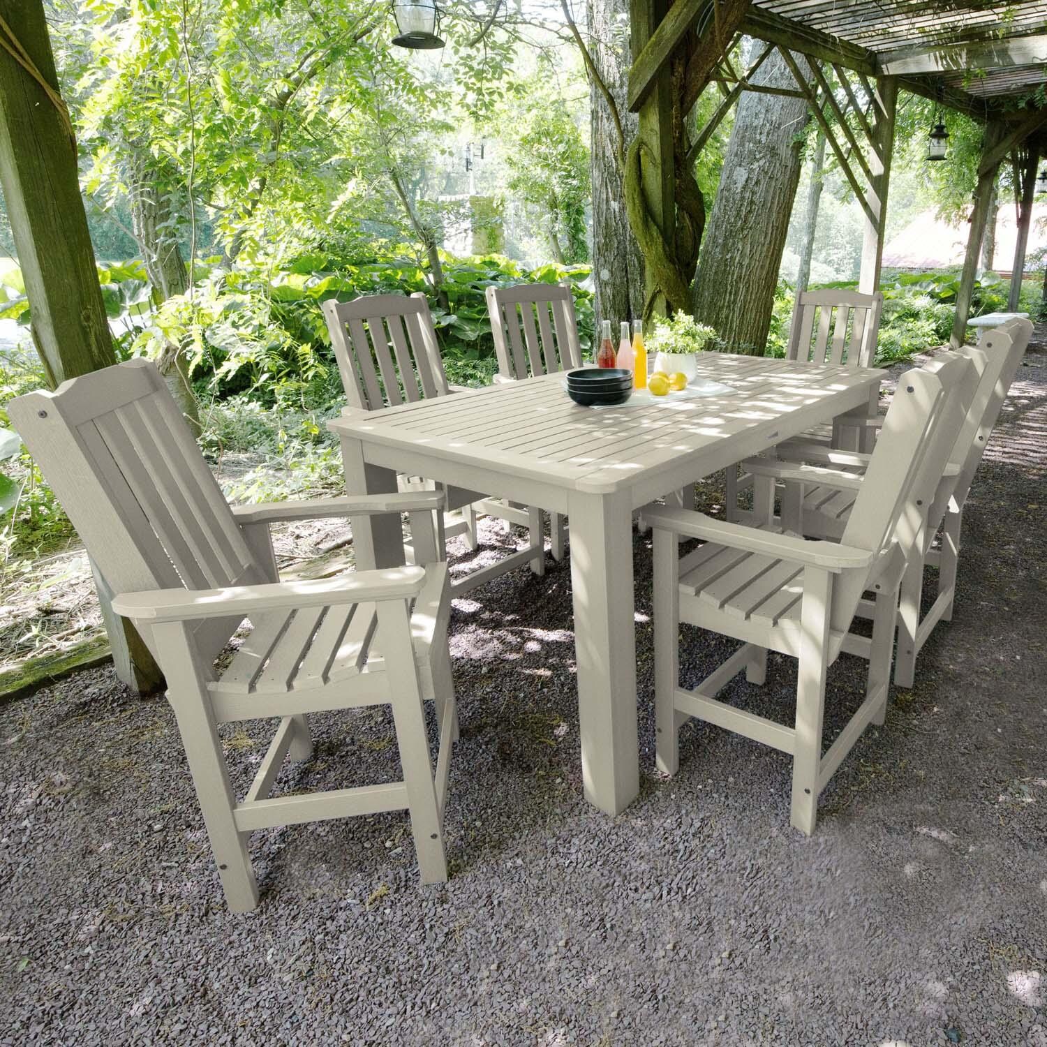 Hart Lane 7 Pc Recycled Plastic Rectangular Counter Height Dining Set in Whitewash by Lakeview Outdoor Designs
