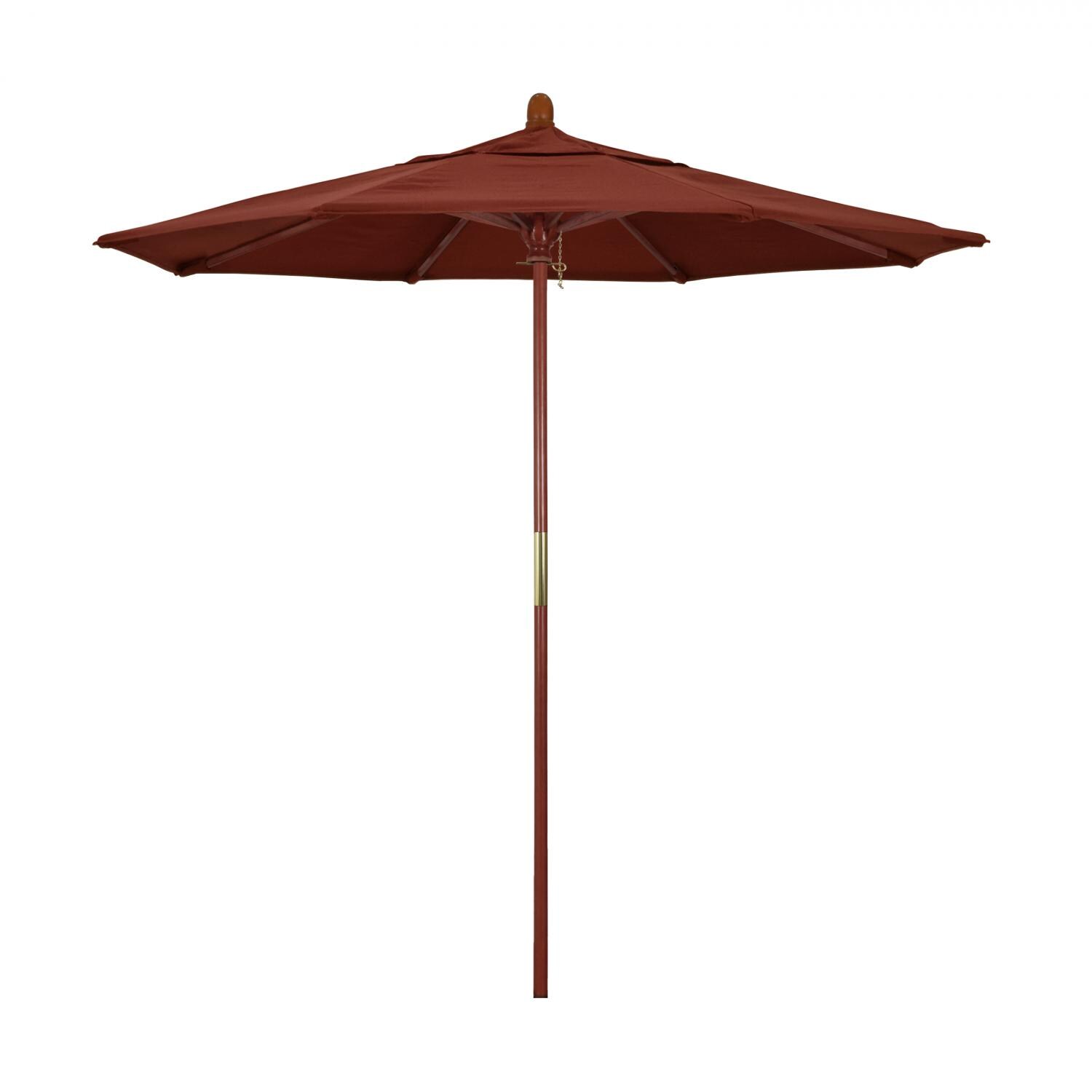 California Umbrella 7.5 Ft. Octagonal Hardwood Patio Umbrella W/ Push Lift & Hardwood Ribs - Sunbrella Canvas Henna Canopy