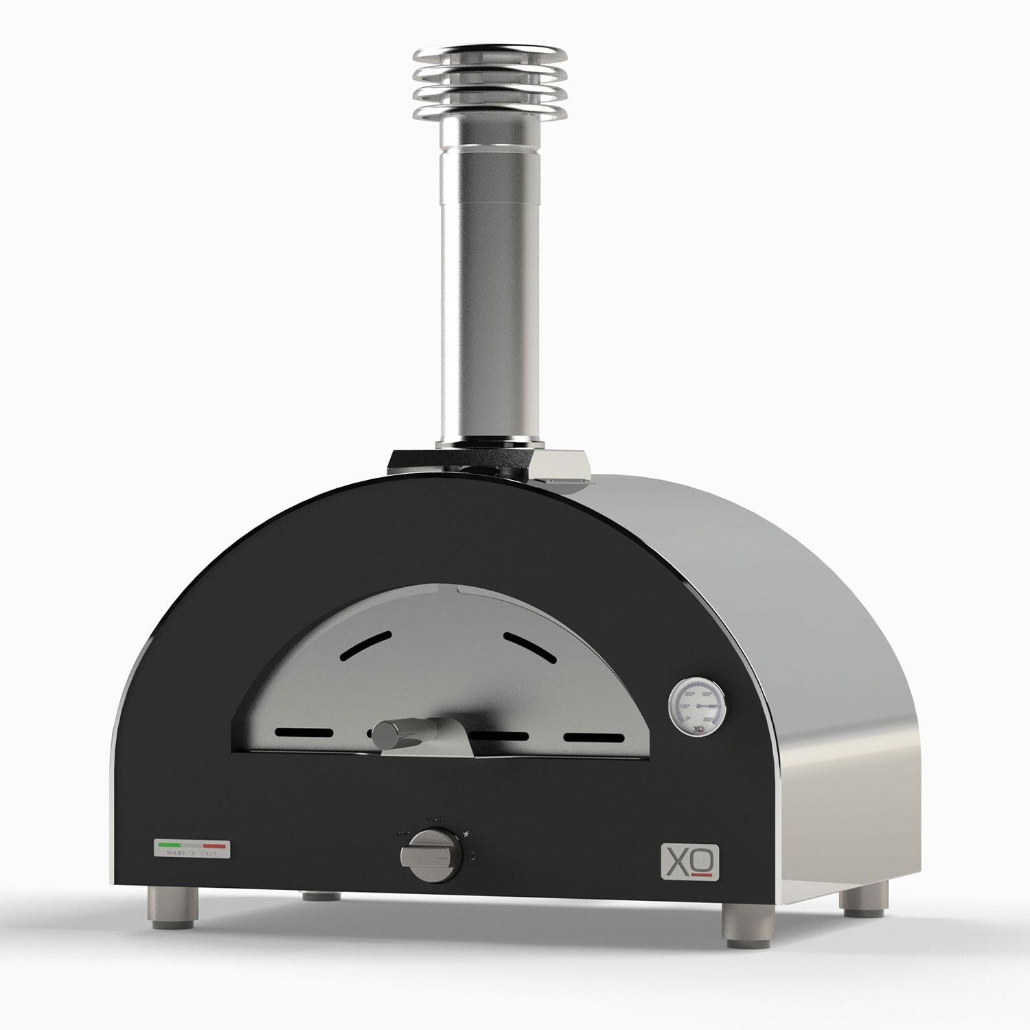 XO PIZZA1 Countertop Hybrid Propane & Wood-Fired Pizza Oven in Black / Stainless Steel - XOPIZZA1GASSSL