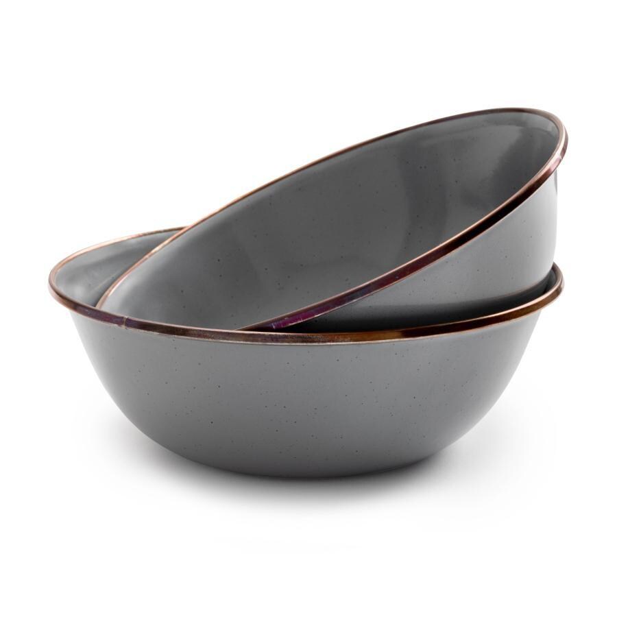 Barebones Living BND-1343 Enamel Dining Set - 16pc - Slate Gray - Bowls - White Background thumbnail