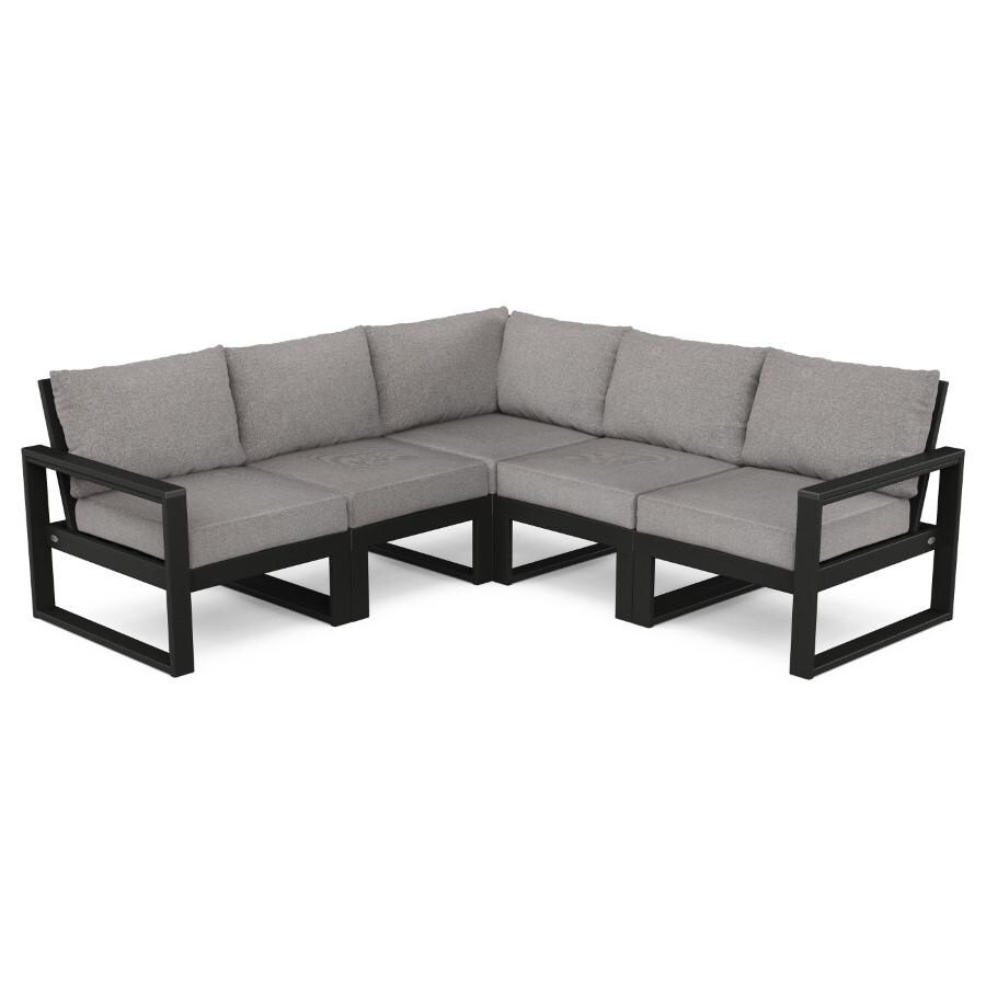 EDGE 4 Person Recycled Plastic Sectional Sofa in Black/Gray Mist by POLYWOOD