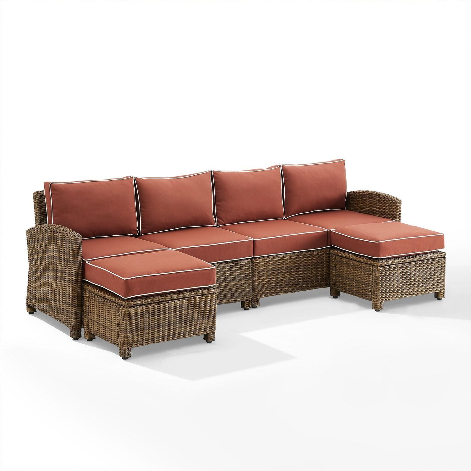 Ultimate Patio UP-92420WB-SG 4Pc Wicker Outdoor Sectional Patio Furniture Set in Sangria - Display - White Background thumbnail