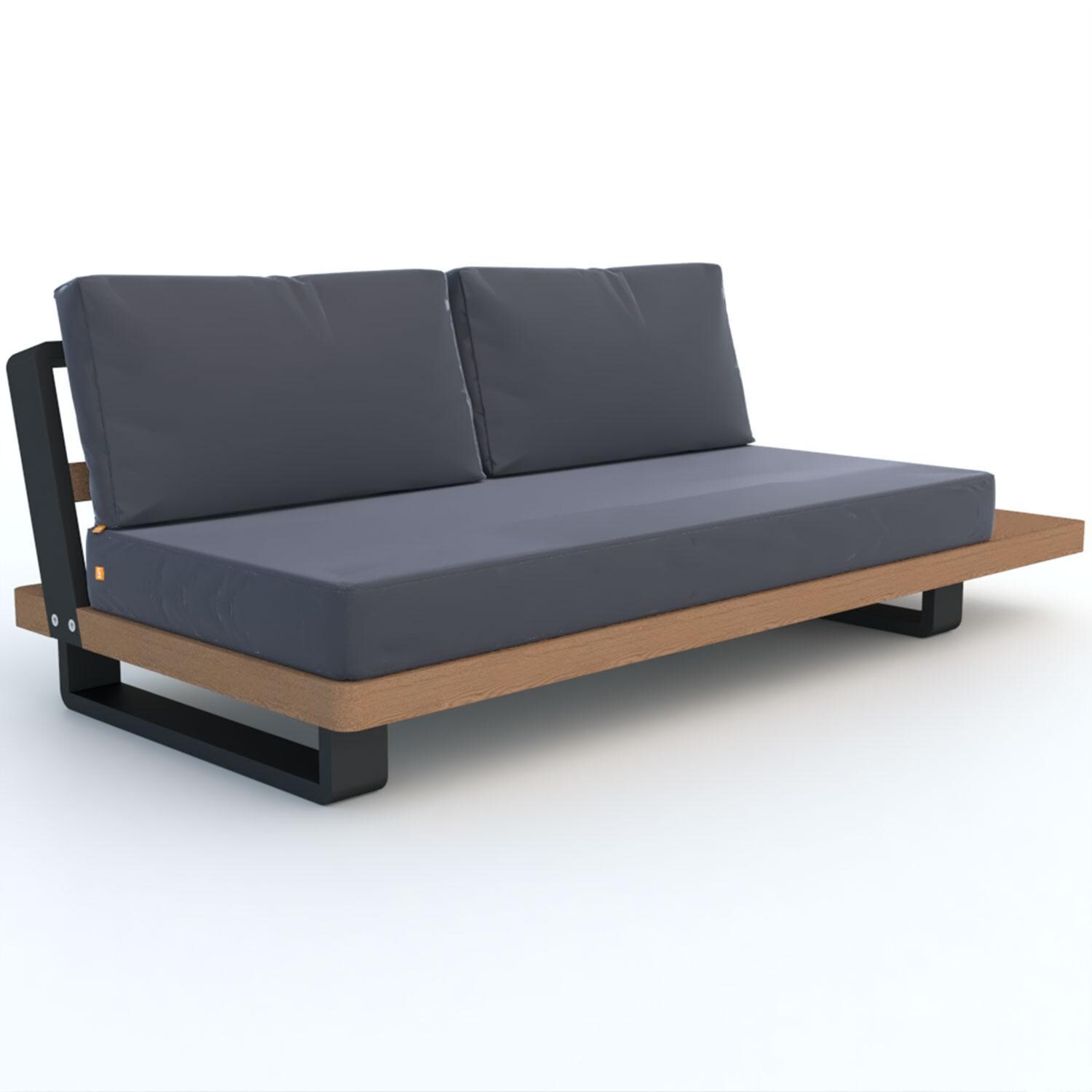 Fitz Roy 4 Pc Aluminum/Teak Sectional Seating Corner Set in Lava By KETTLER - Right Corner - White Background thumbnail