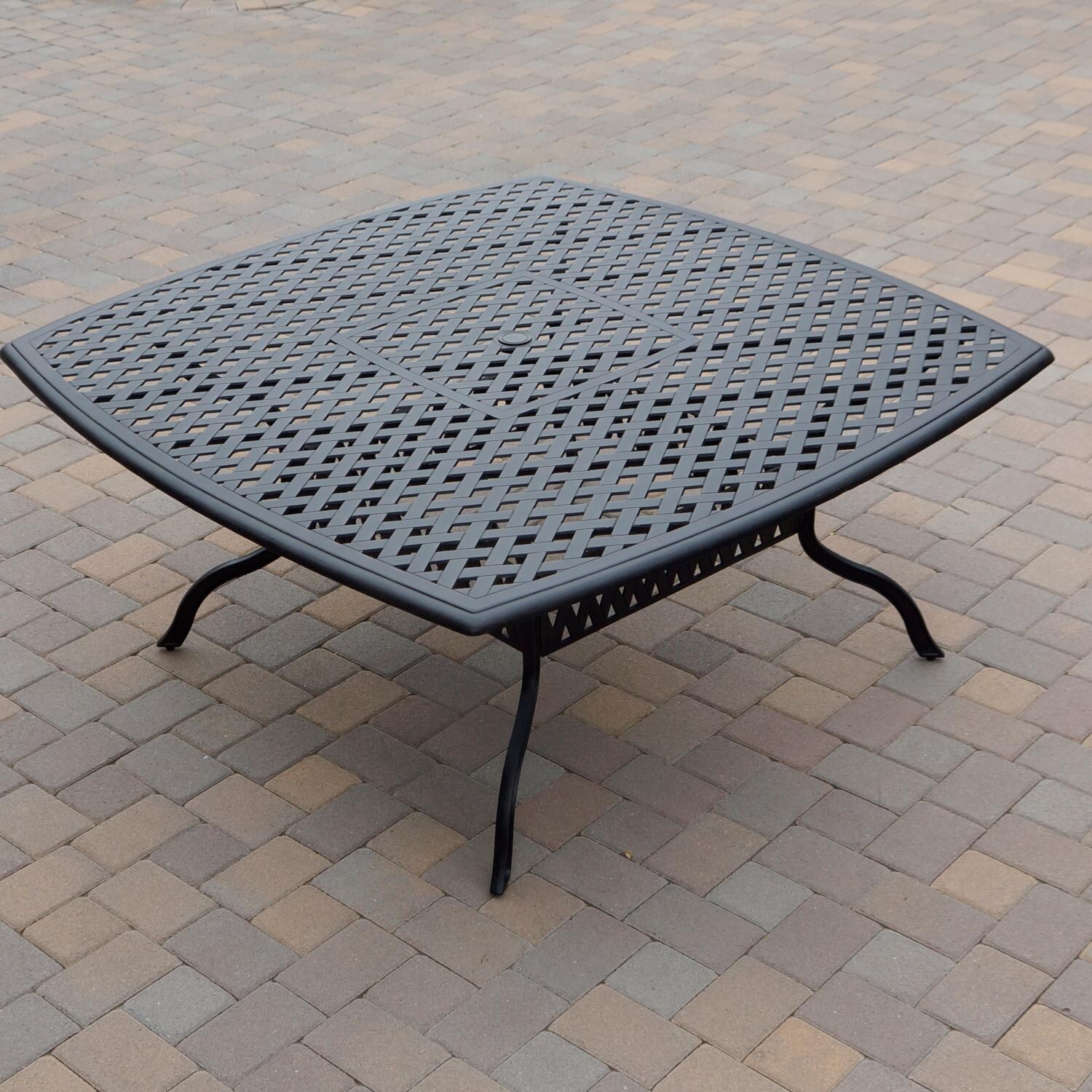 Darlee 201630-9PC-30W Ocean View 9 Piece Cast Aluminum Patio Dining Set W/ 64 Inch Square Table & Sesame Cushions - Dining Table thumbnail