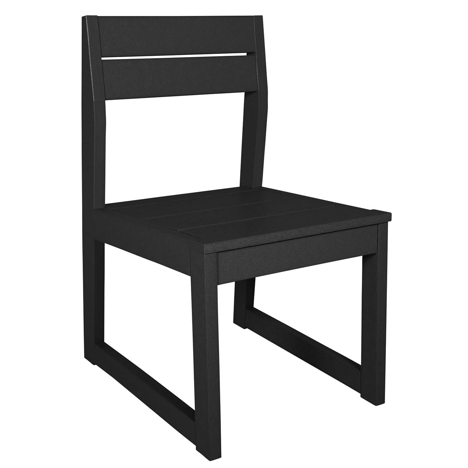 Hazel Cove Recycled Plastic Dining Side Chair in Black Sand by Lakeview Outdoor Designs - Angled View - White Background thumbnail