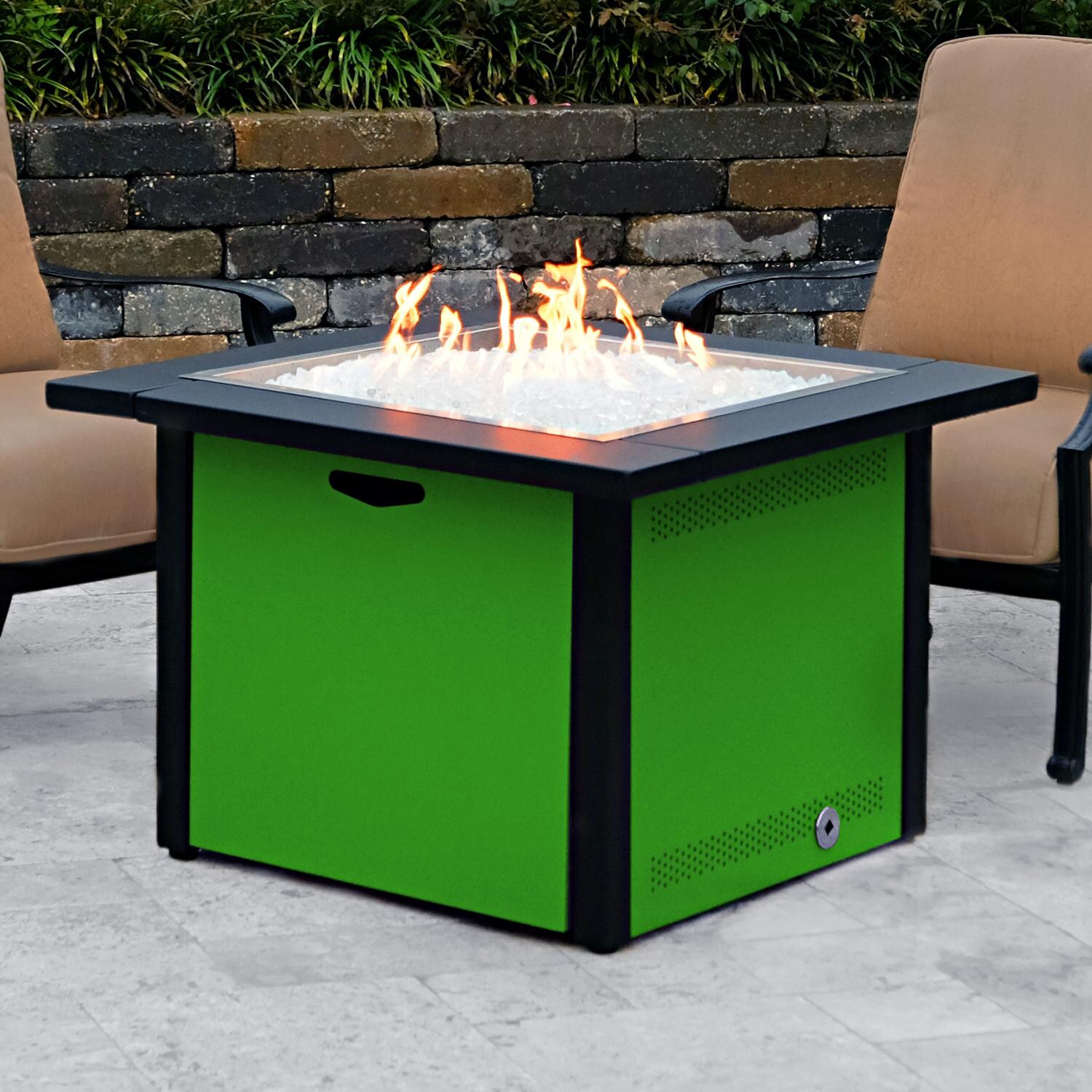 Lakeview Outdoor Designs 36-Inch Square Natural Gas Fire Pit Table W/ 24-Inch Pan and Burner - Textured Green