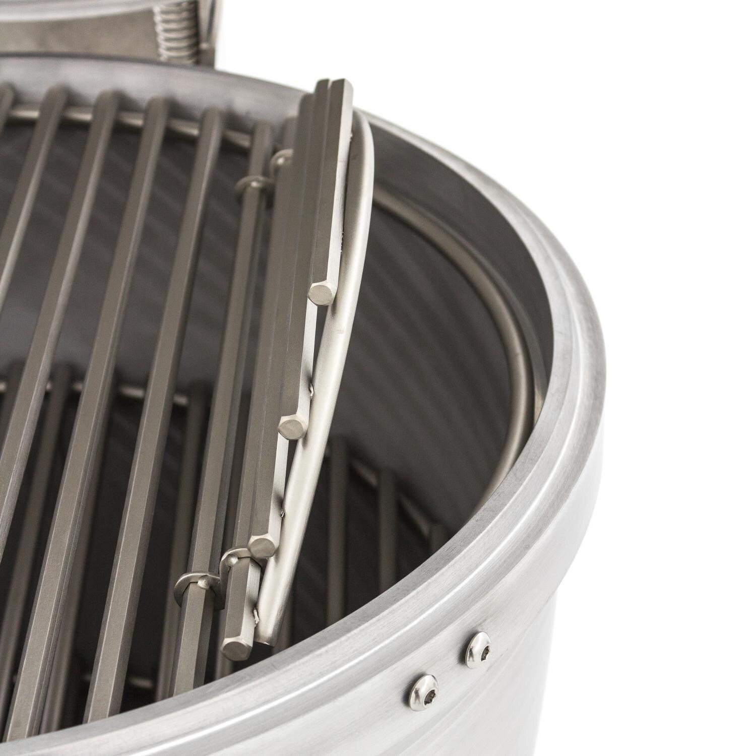 Blaze 20-Inch Freestanding Cast Aluminum Kamado Grill With Round Shelf - Hinged Cooking Grate Detail thumbnail