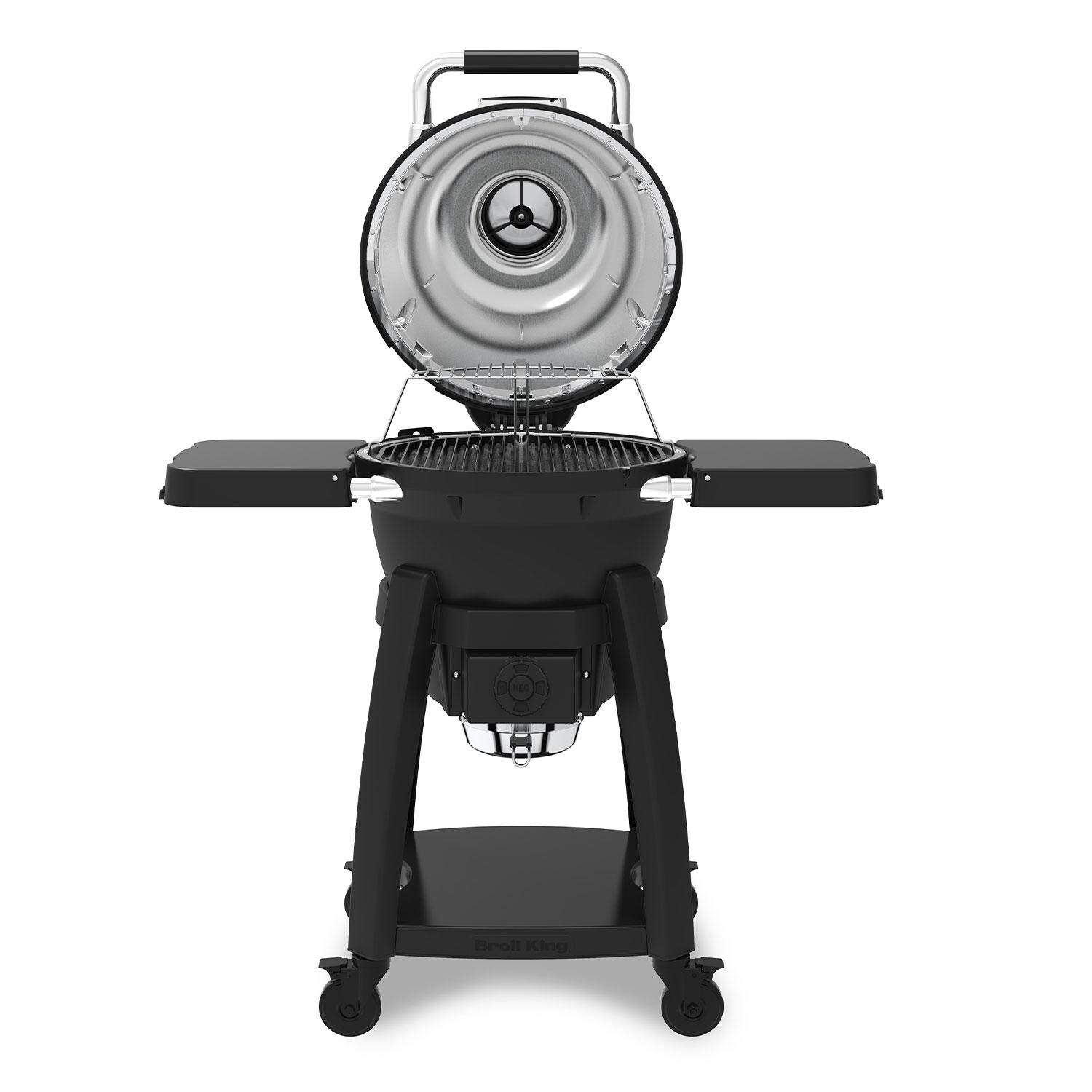 Broil King 420150 Keg Charcoal Kamado Grill - Lid Up - Front View - White Background thumbnail