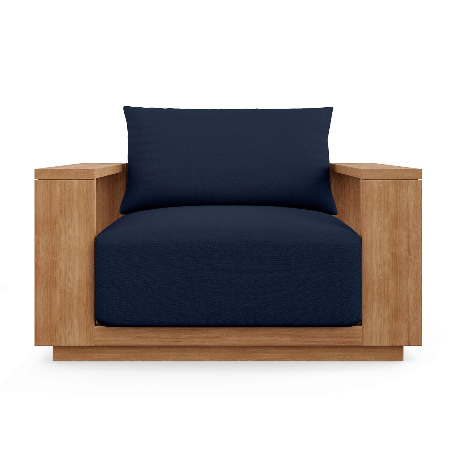 Bellawood Teak Luxe Club Chair in Indigo by Lakeview Outdoor Designs - White Background thumbnail