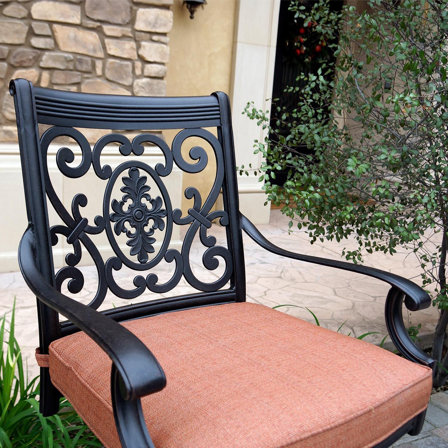 Darlee St. Cruz 5-Piece Patio Bar Set with Cushions and 75 Inch Party Bar - Chair Up Close - Lifestyle thumbnail