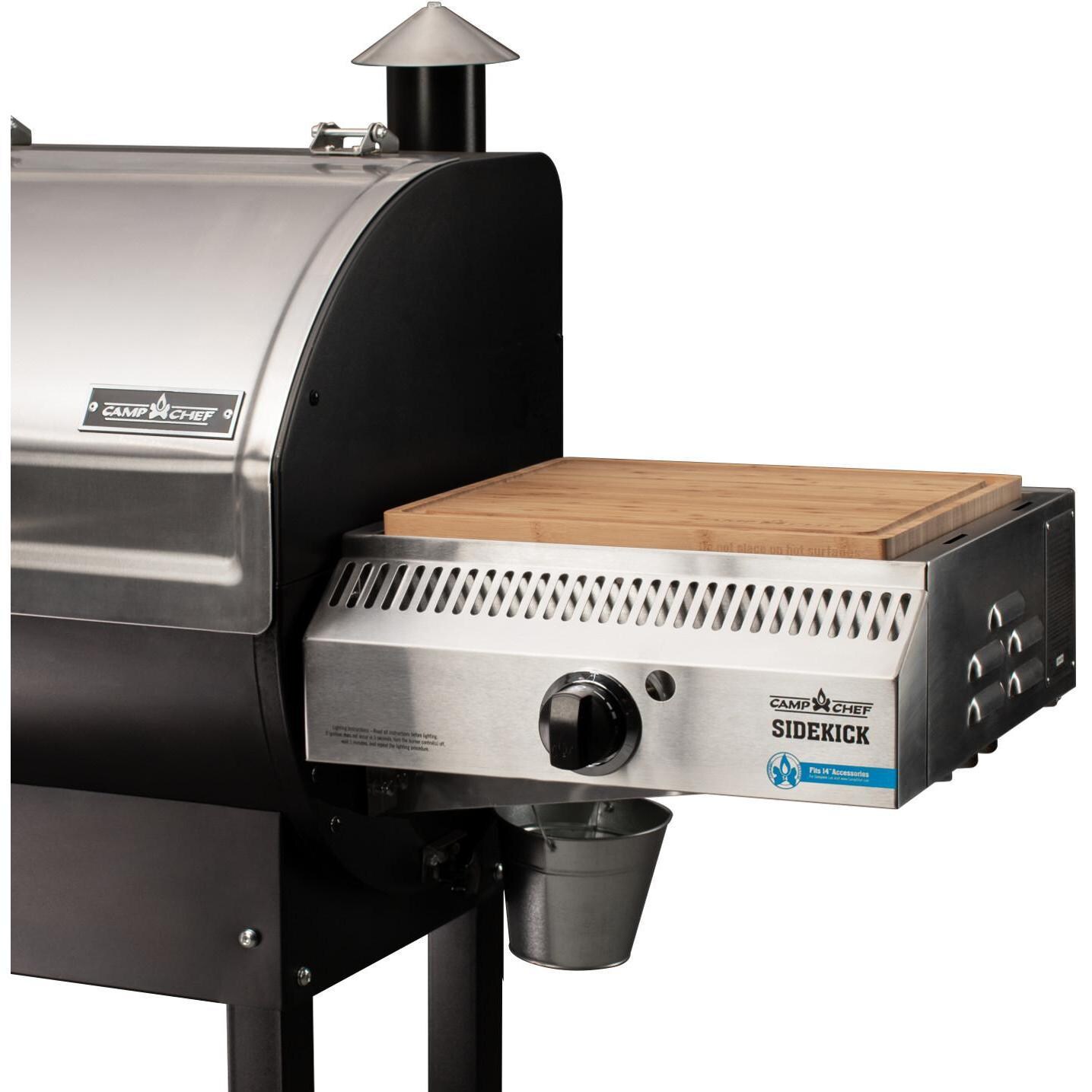 Camp Chef 14-Inch Sidekick Pellet Grill Side Burner w/ Griddle - Cutting Board On Top (Not Included) thumbnail