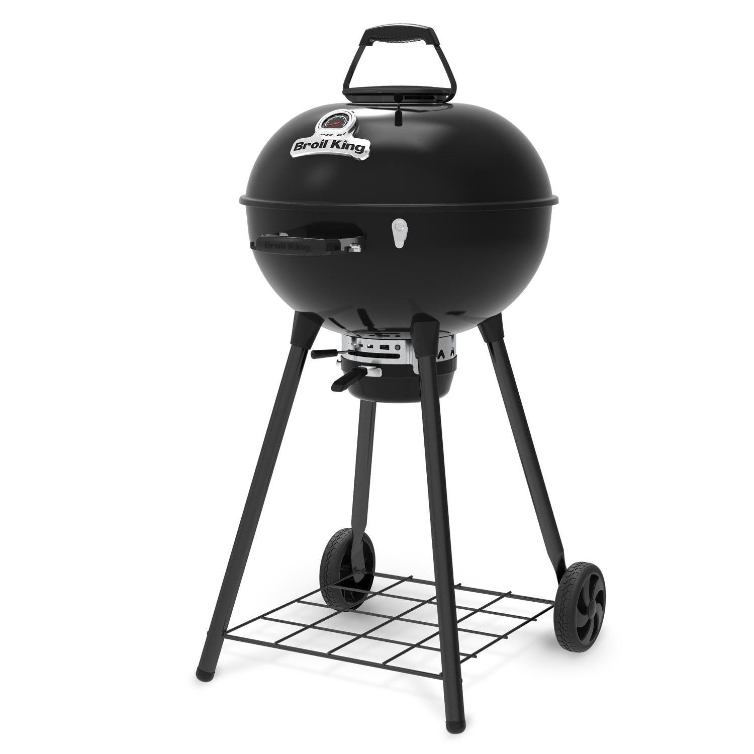 Broil King 401110B Kettle 22 1/2-in Crown Charcoal Grill - Black - Angled Left - Detail thumbnail