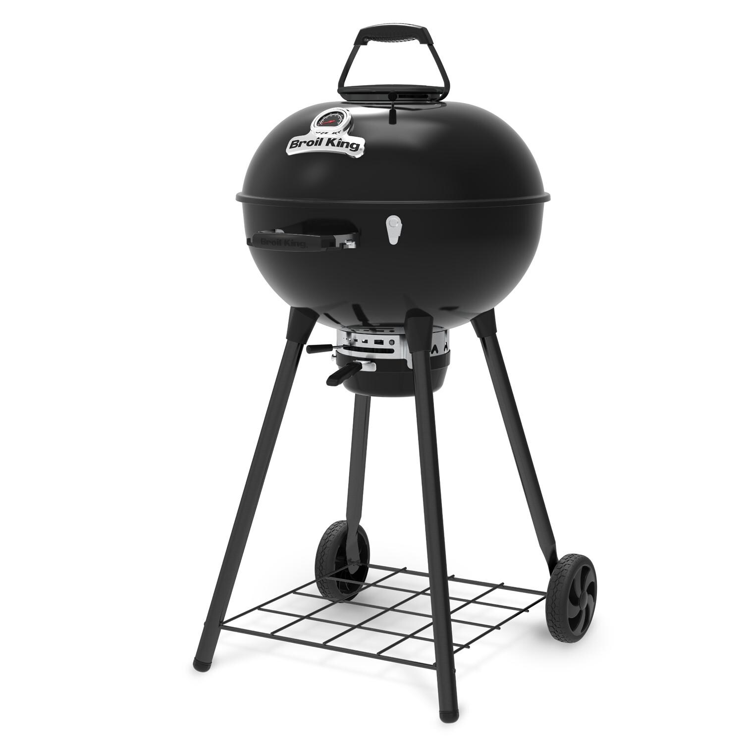 Broil King 401110B Kettle 22 1/2-in Crown Charcoal Grill - Black - Angled Left - Detail thumbnail
