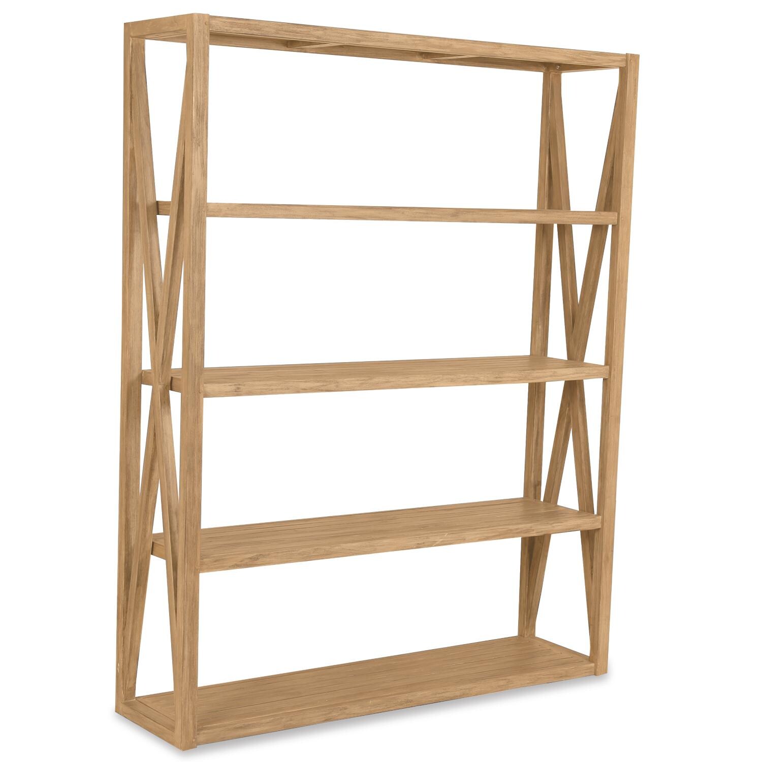 Teak 60 X 16 Inch Rustic Natural Patio Bookcase By Sunset West thumbnail