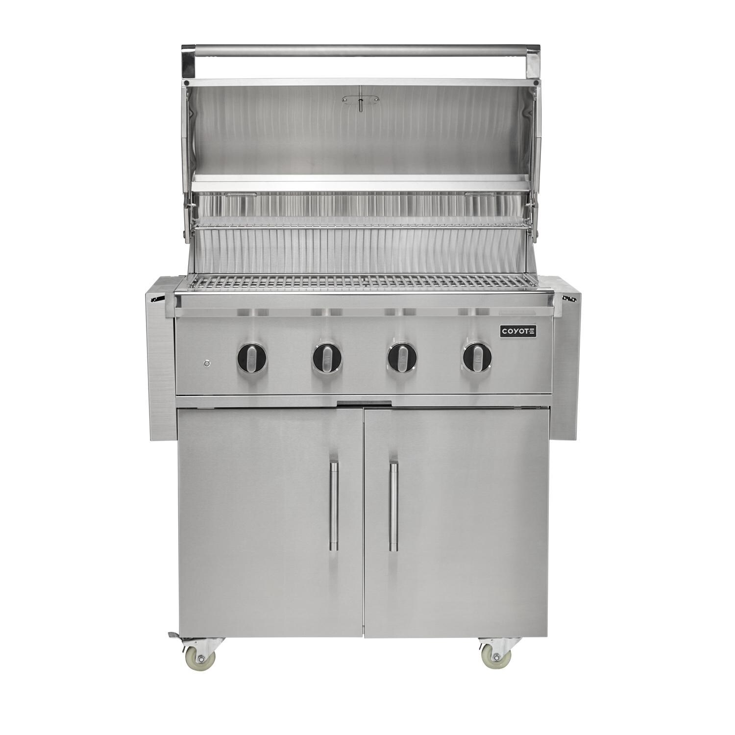Coyote Outdoor Living 36 Inch CL-Series Freestanding Propane Grill - Hood Closed Shelves Down - White Background thumbnail