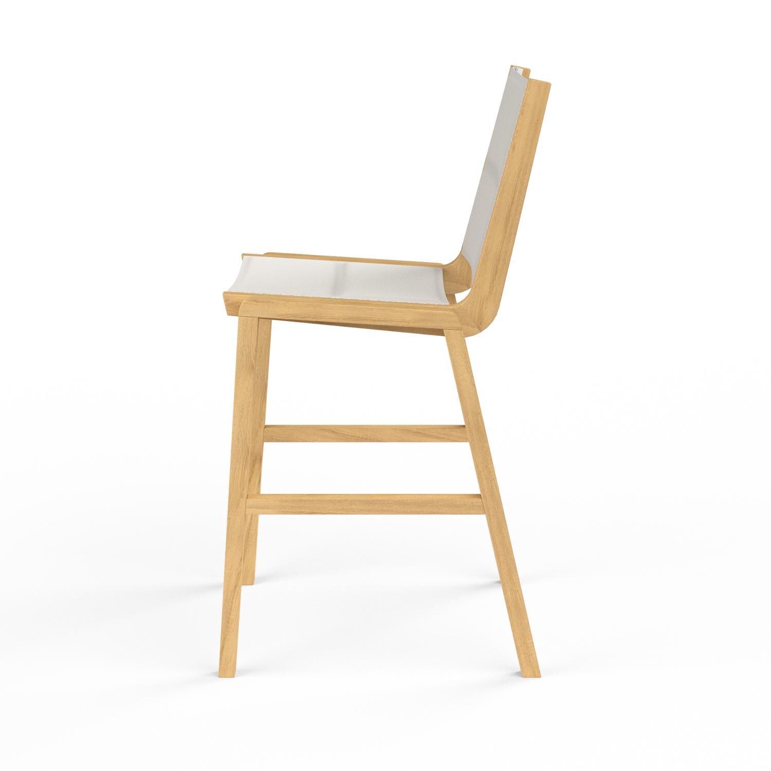 Sunset West - 5601-7B - Huntington Teak Armless Patio Sling Bar Stool W/ Padded Phifertex Frost Sling - Side View thumbnail