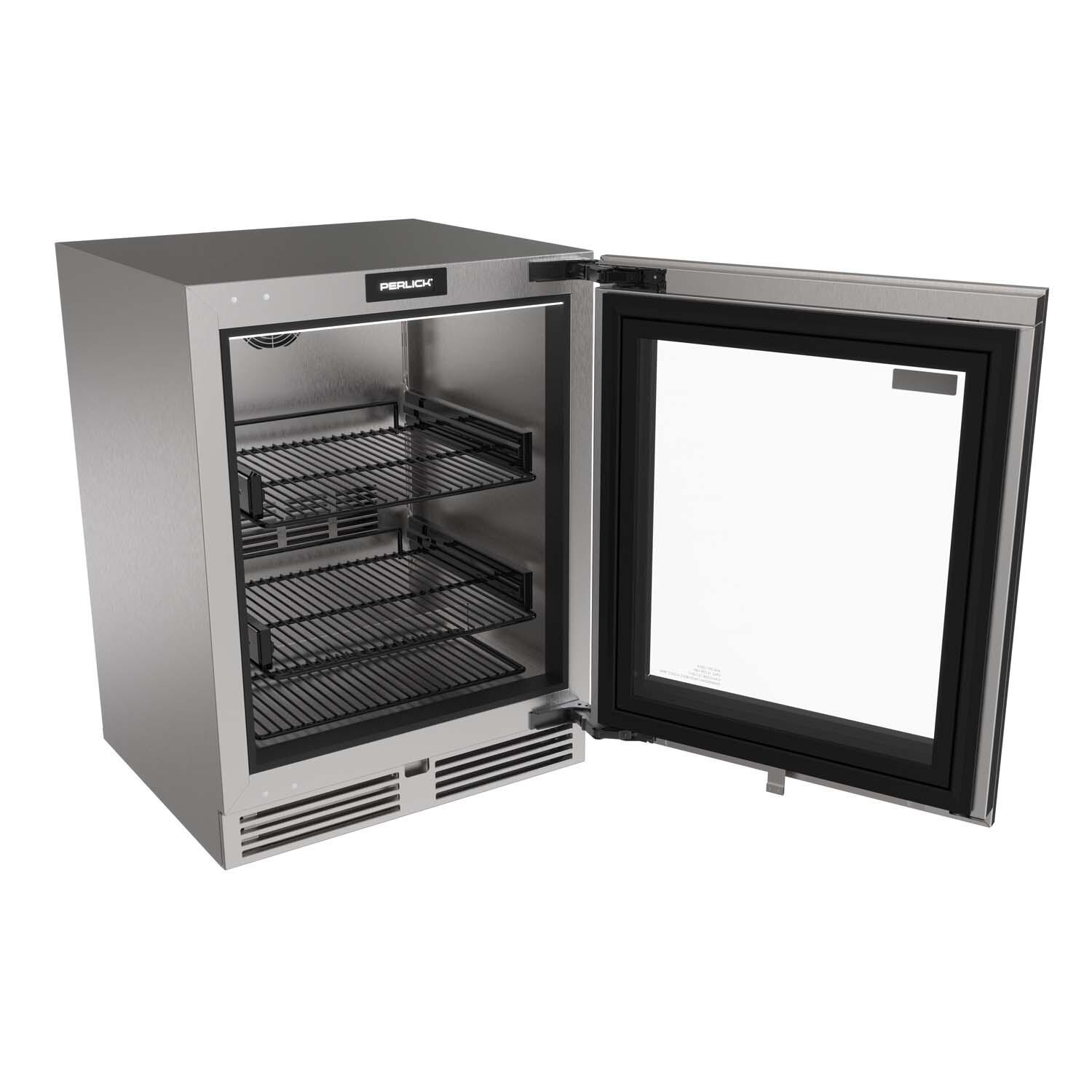 Perlick G5RE24GA G5 Core 24-in 4.5 Cu. Ft. ADA Refrigerator w/ Panel Ready Glass Door - Door Open - White Background thumbnail