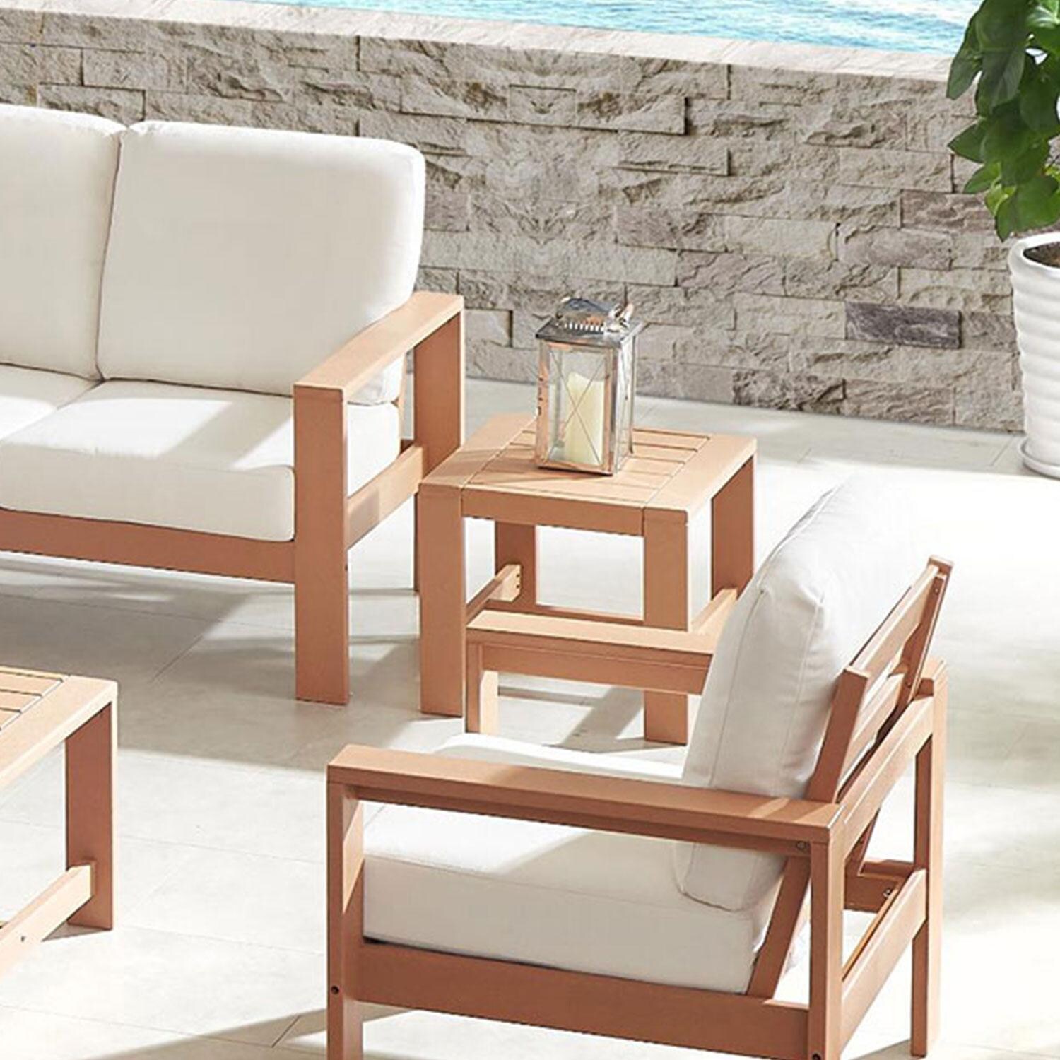 Corbin Bay 21 Inch Polyresin Side Table by Lakeview Outdoor Designs - By The Pool - Lifestyle thumbnail