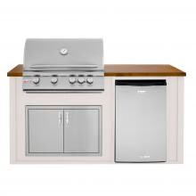 BBQGuys.com 6 Ft BBQ Island With Blaze 32-Inch Natural Gas Grill, Double Access Door & Compact Refrigerator - Greige/Tan - BLZAD4.5NG-6VP4PGMT image