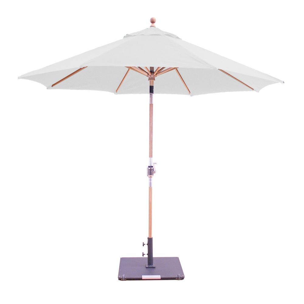 Galtech 9 Ft. Octagonal Teak Patio Market Umbrella W/ Crank Lift And Rotational Tilt - Sunbrella Canvas Canvas Canopy