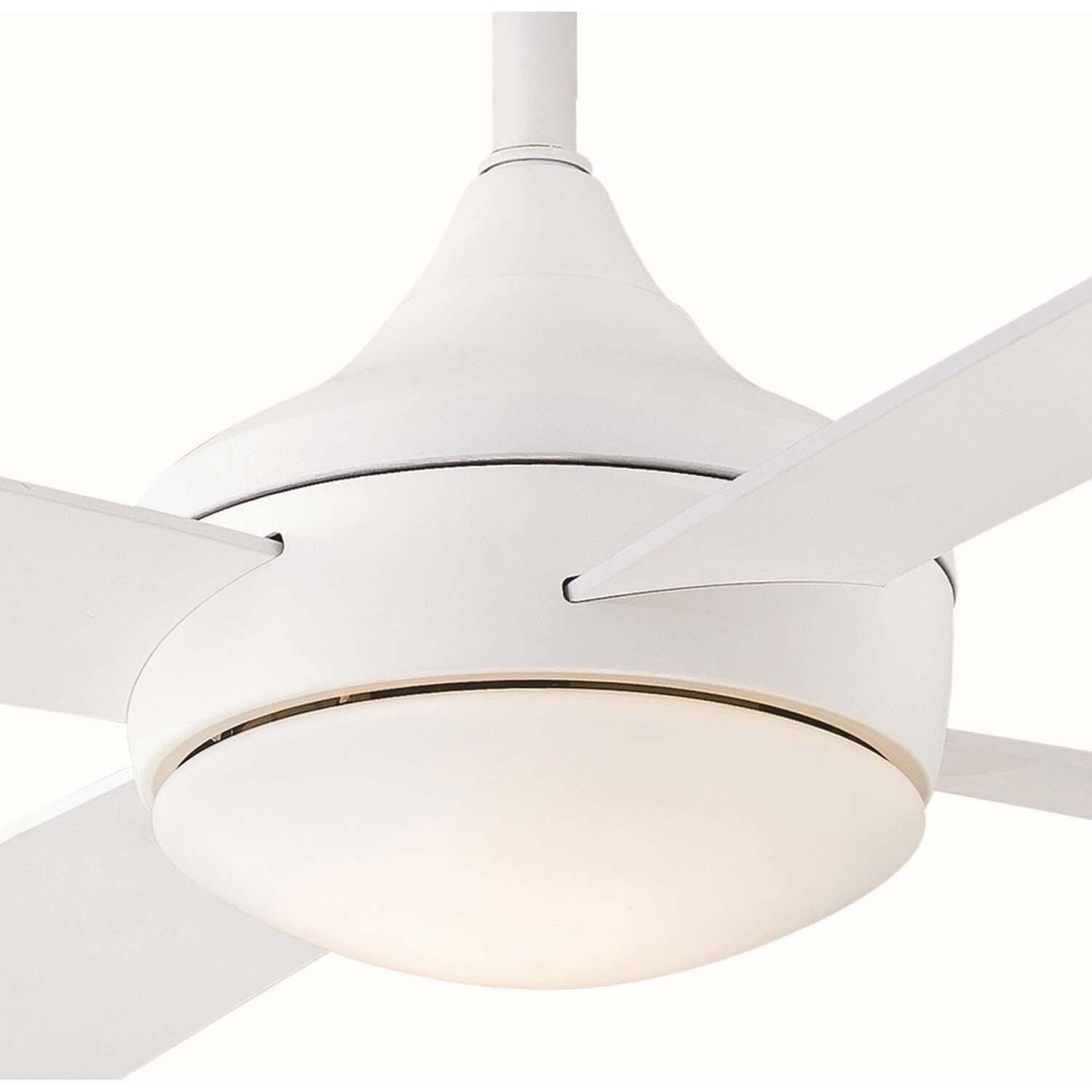 Minka-Aire F523L-WHF Aluma Wet 52-Inch 4-Blade LED Ceiling Fan in Flat White Finish w/ Flat White Blades & Etched Opal Glass - Light Detail thumbnail