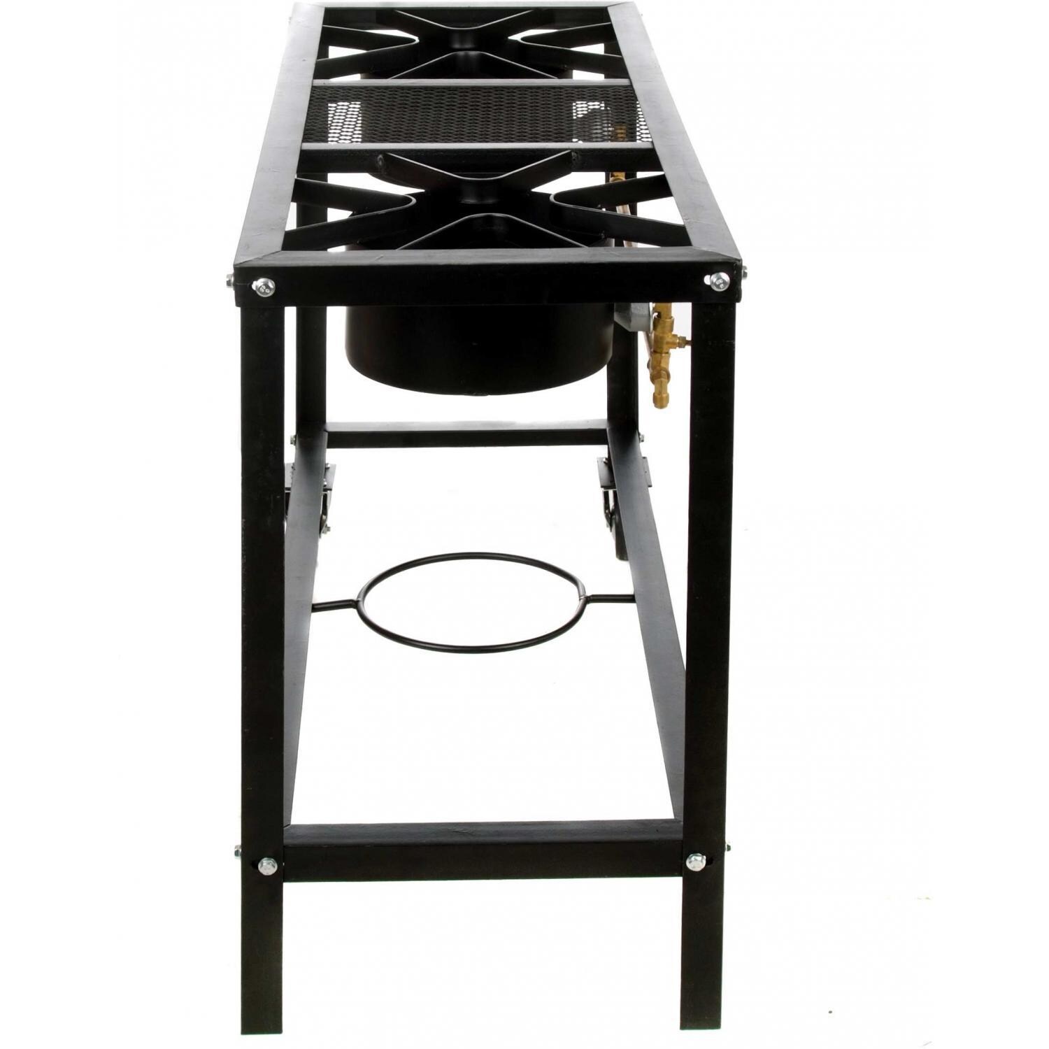 Cajun Cookware 2-Burner Propane Gas Stove On Cart - Side View 2 thumbnail