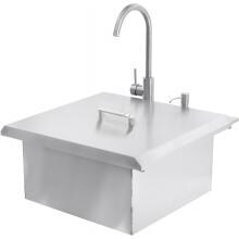 BBQGuys Kingston 21-Inch Outdoor Rated Stainless Steel Drop In Sink With Hot/Cold Faucet image
