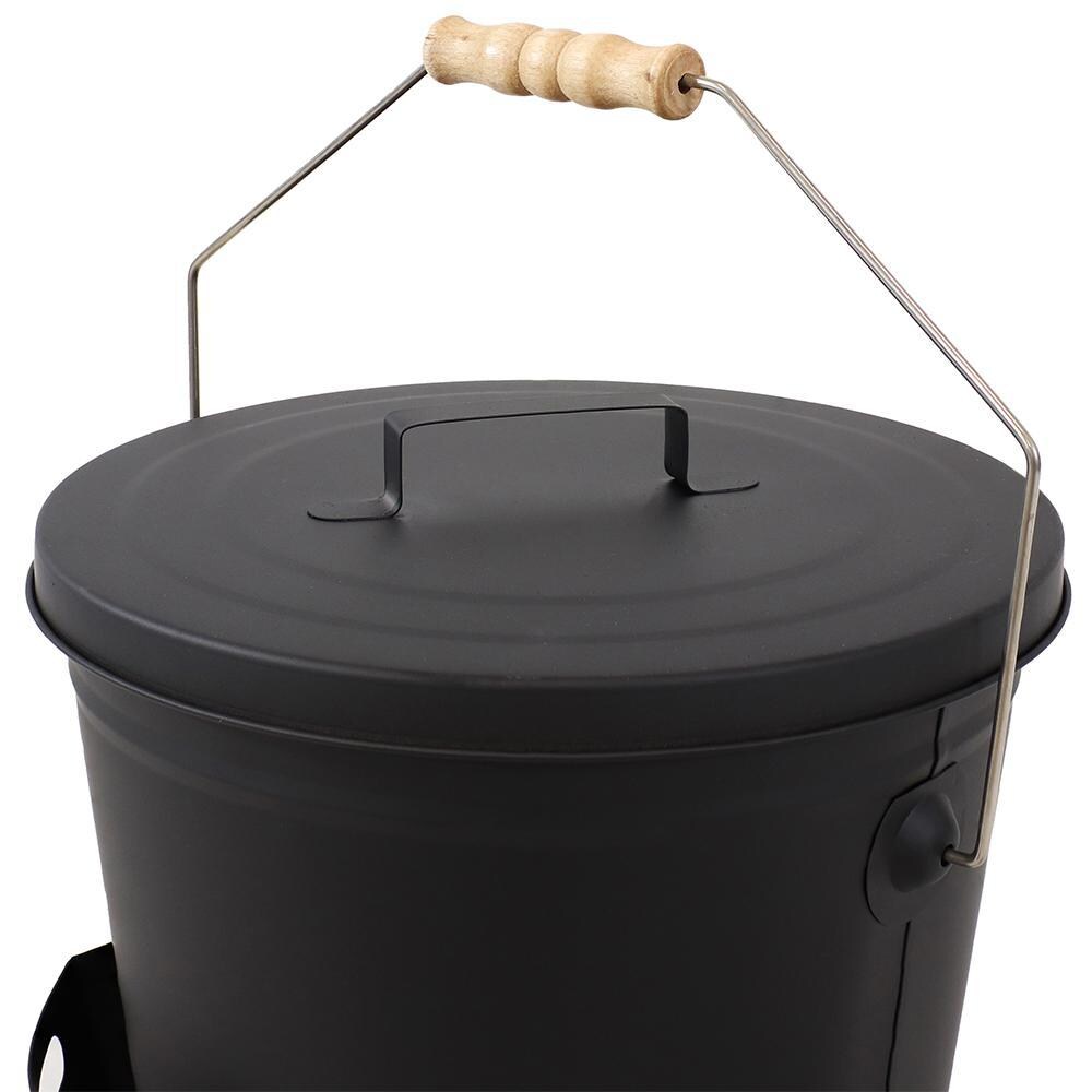 Ultimate Patio Steel Fireplace Ash Bucket w/ Lid, Shovel & Brush - Handle thumbnail