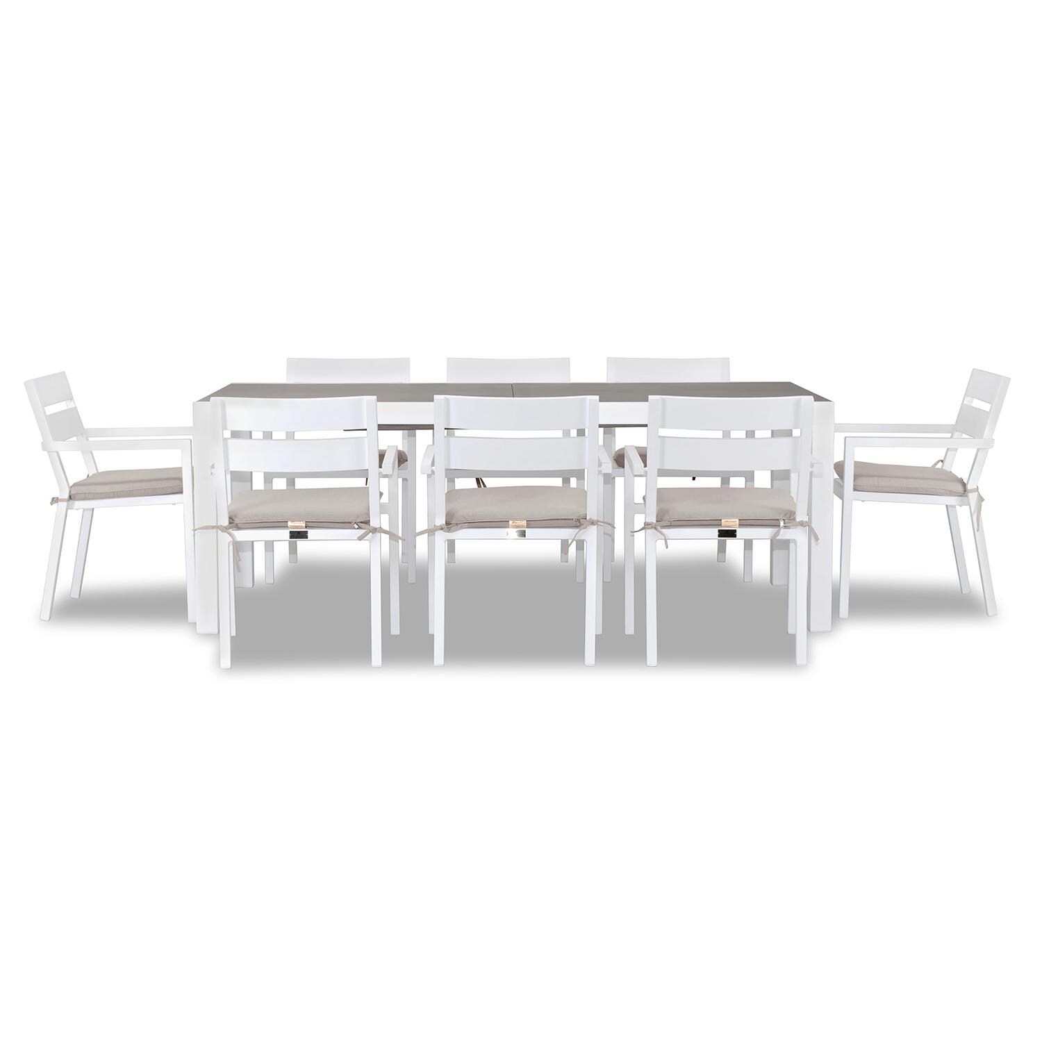 Calm Bay 9 Pc Extendable Dining Set in White/Barnwood/Cast Silver by Lakeview - White Background 3 thumbnail