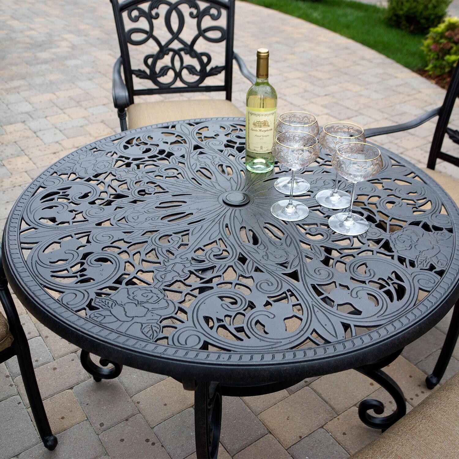 Darlee Cast Aluminum 42-in Round Dining Table - W/ Dining Set (Not Included) - Top View - Lifestyle thumbnail