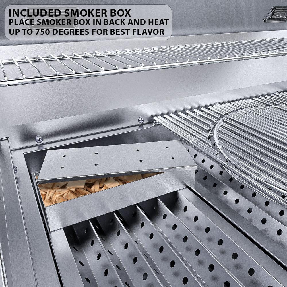Sunstone Ruby3B-LP Ruby 30-in 3-Burner Built-In Propane Gas Grill - Included Smoker Box - White Background thumbnail