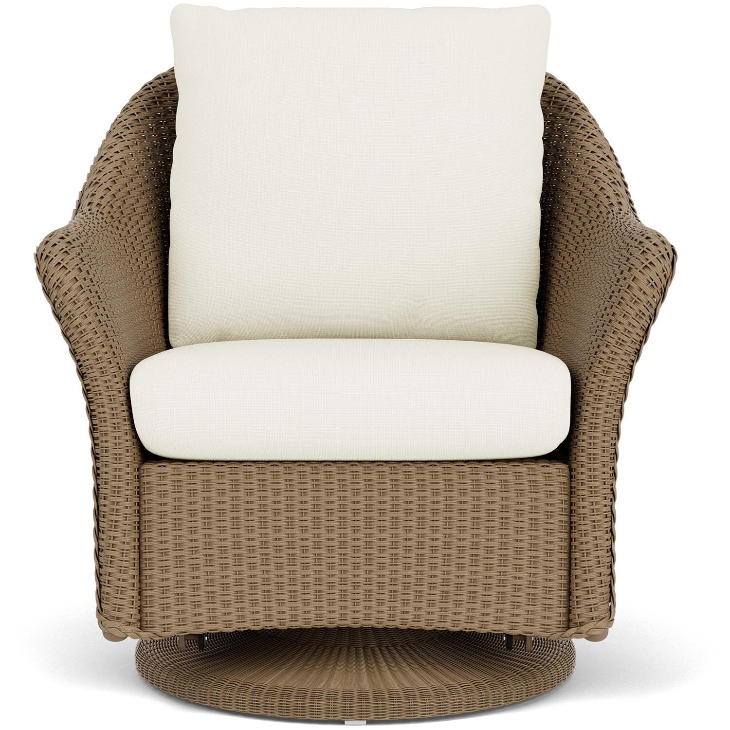 Weekend Retreat Lloyd Loom Swivel Glider Club Chair in Fawn/Sailcloth Salt by Lloyd Flanders