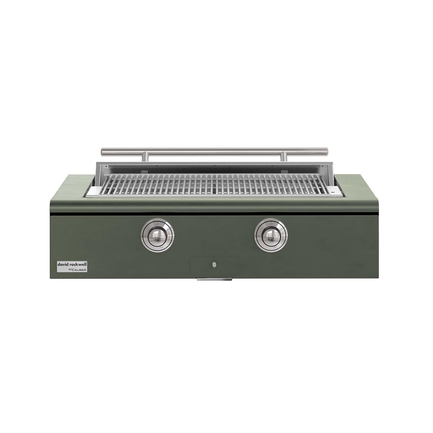 Caliber CRG-42BN00-A-238-H02 42-in Natural Gas Built-In Rockwell Grill - Olive w/ Chrome Hardware - White Background thumbnail