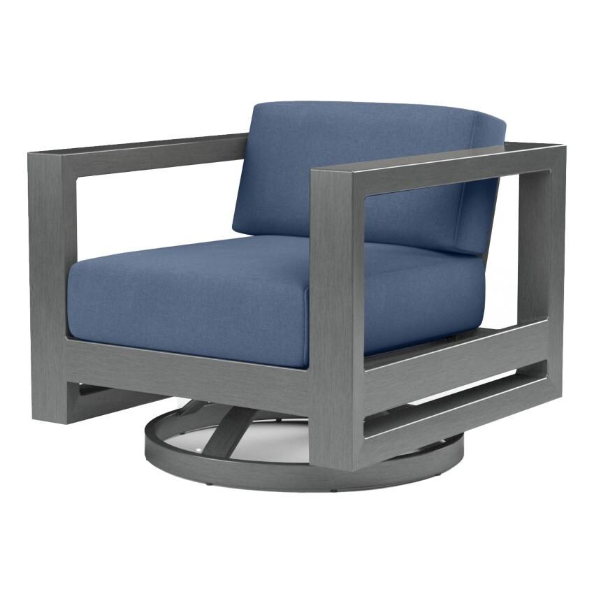 Redondo Aluminum Swivel Club Chair in Slate/Spectrum Indigo by Sunset West