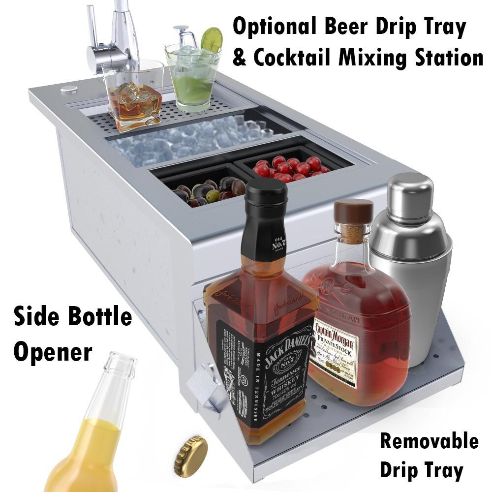 Sunstone B-RBC14 Ruby Series 14-Inch Bar Sink Cocktail Center Insulated Ice Chest Station - Optional Beer Drip Tray (Sold Separately) thumbnail