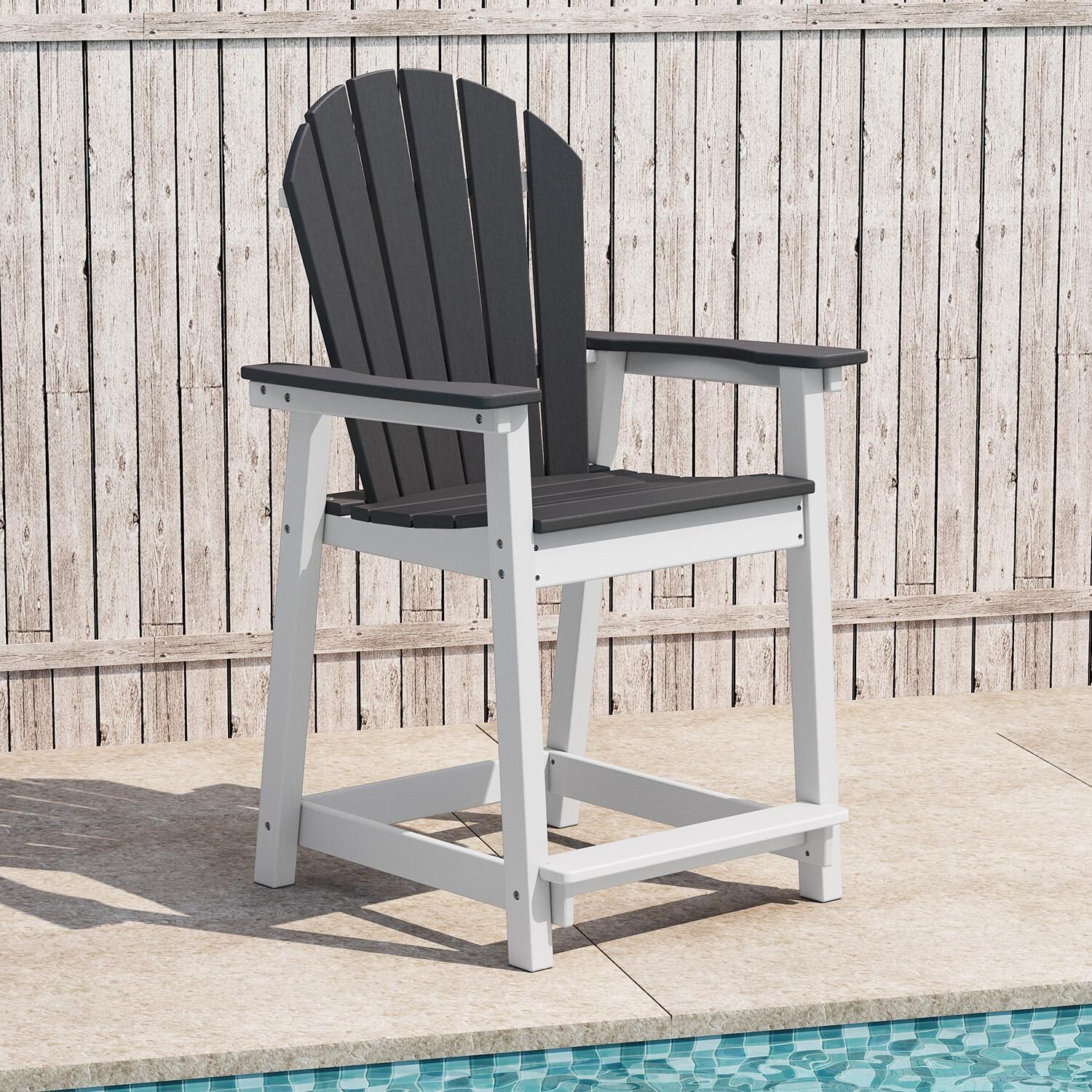 Lakeview Outdoor Designs LV-3311-5 Estatewood 5 Pc Polyresin Bar Set in White - Chair by the Pool - Lifestyle thumbnail