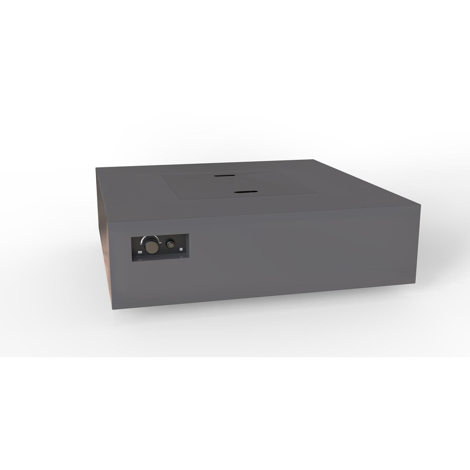 AON 56 Inch Square Powder Coated Steel Propane Fire Pit Table W/ Mercury Ignition in Charcoal By Warming Trends - Angled View - White Background thumbnail