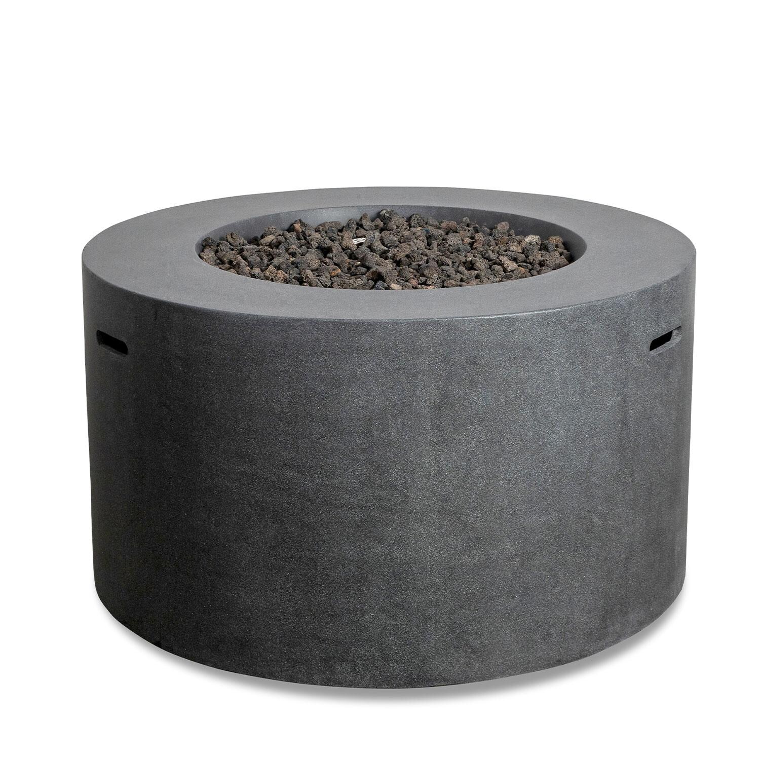 Glenwood 42-in Round Concrete Propane Fire Pit w/ Push Button Ignition in Graphite by Lakeview Outdoor Designs - Glass Wind Guard Removed - Off - White Background thumbnail