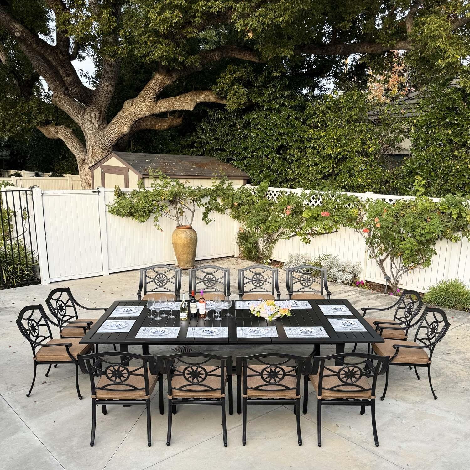 Ten Star 13 Pc Cast Aluminum Dining Set in Antique Bronze/Sesame by Darlee - Lifestyle thumbnail